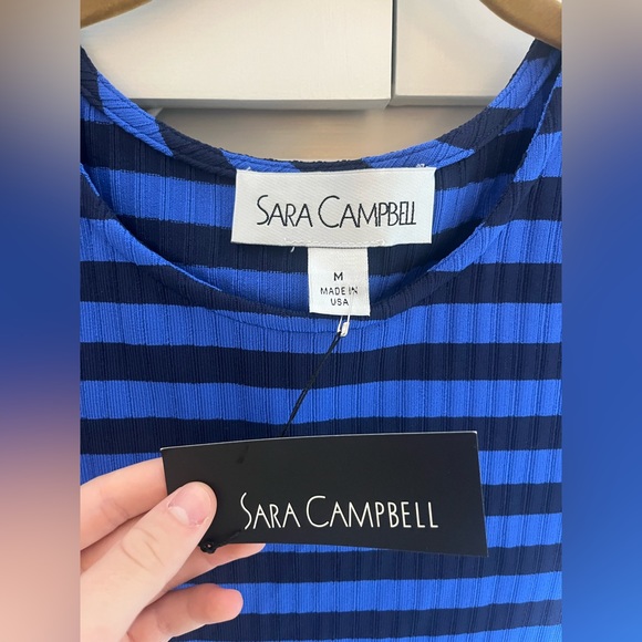 NWT Sara Campbell Blue Striped Top | Size Medium - Picture 2 of 2